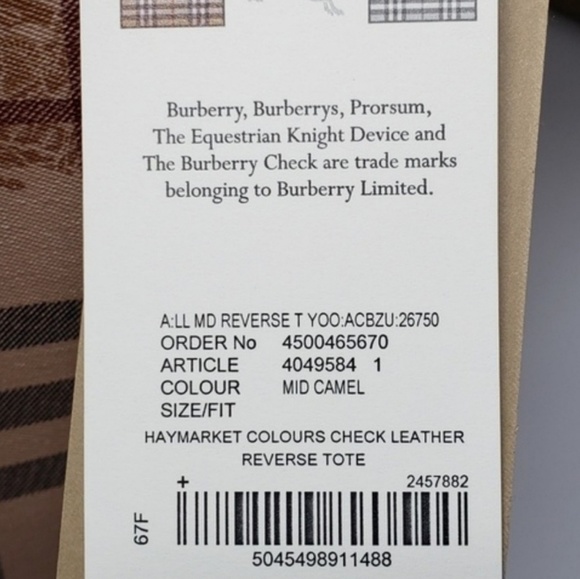 Burberry Reversible Tan/Beige Tote Bag NWT - Picture 8 of 8